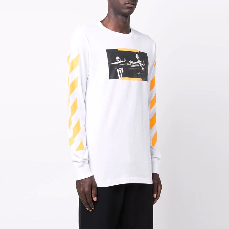 Men's Off-White FW21 Caravaggio Painting Long Sleeves White T-Shirt OMAB001F21JER0040184 - 4