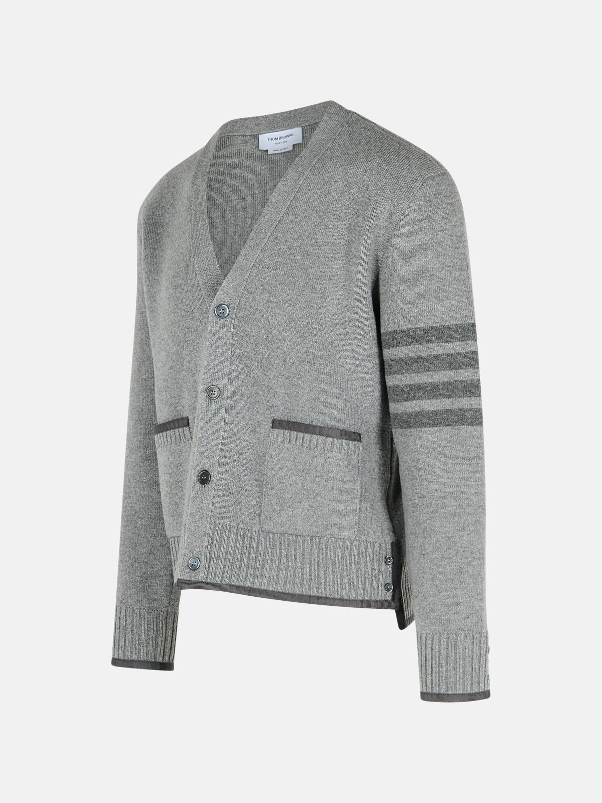 'MILANO 4-BAR' GREY VIRGIN WOOL CARDIGAN - 2