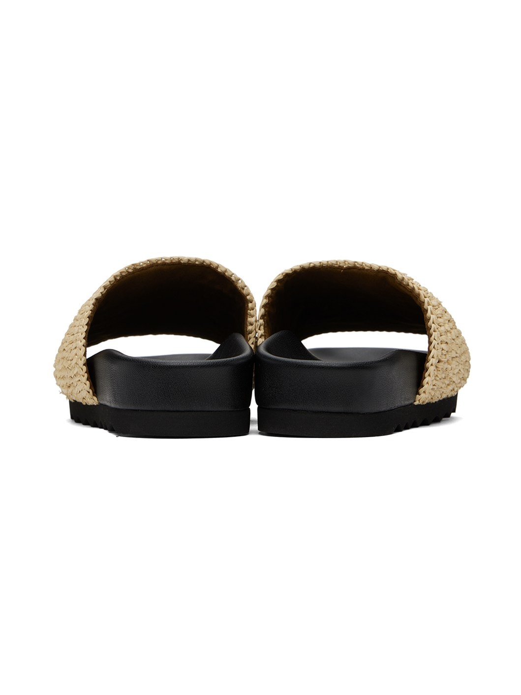 Beige & Black Elyse Raffia Logo Slides - 2