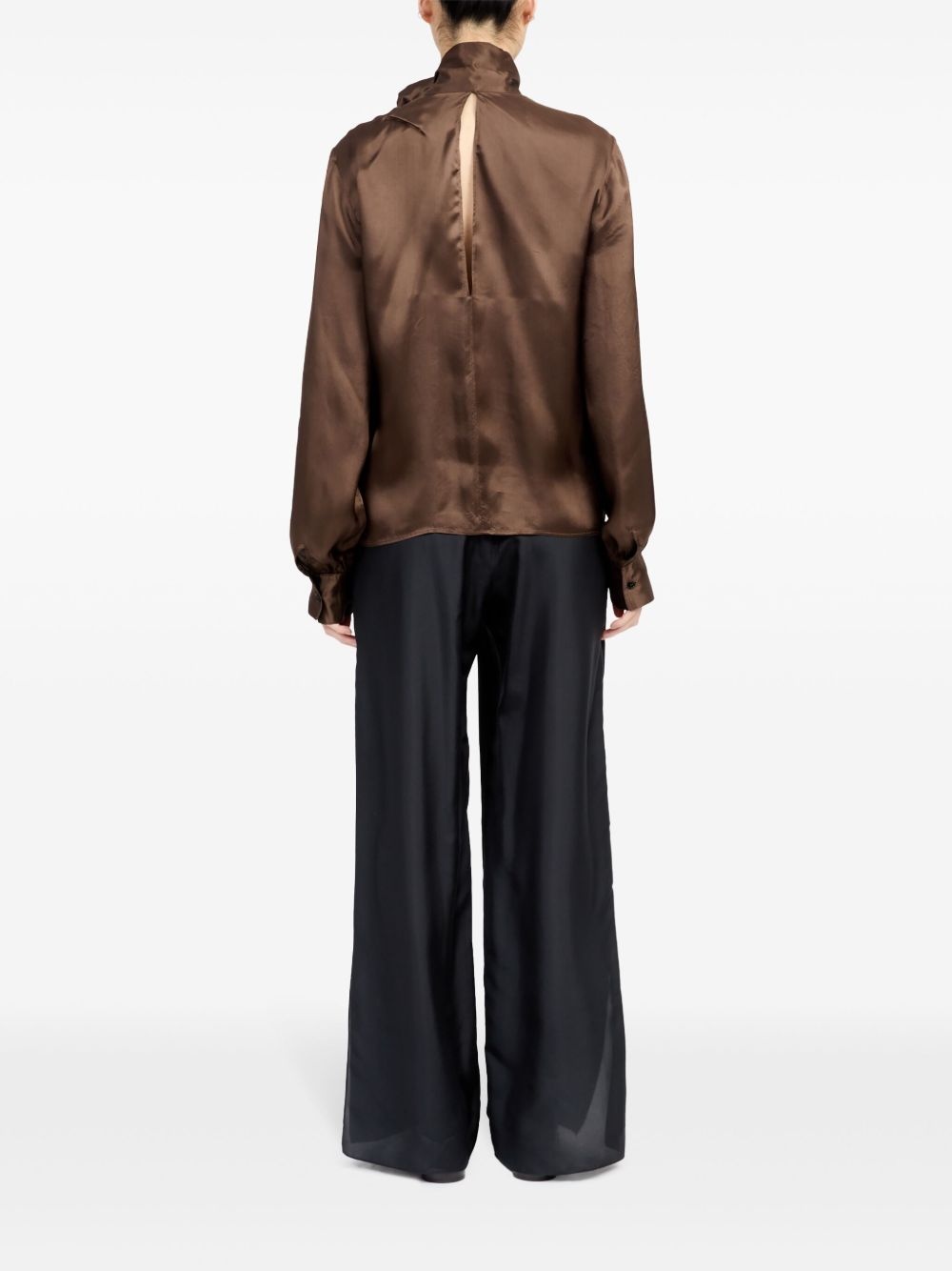 tie-neck satin shirt - 4
