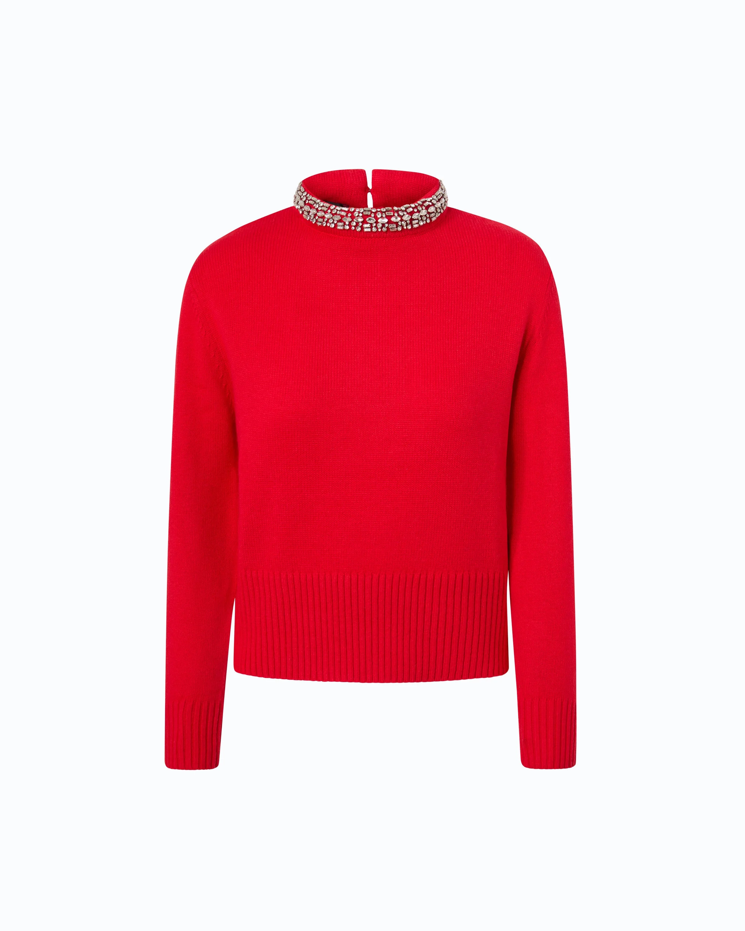 WOOL-BLEND SWEATER WITH JEWEL COLLAR - 1