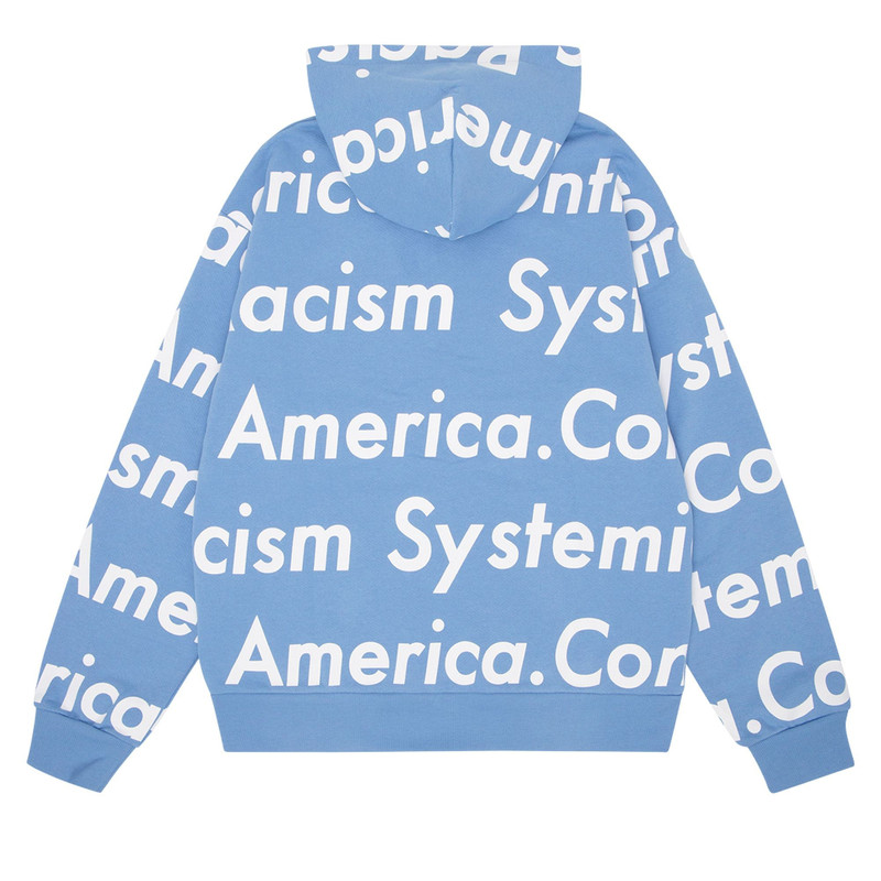 DENIM TEARS Denim Tears x Arthur Jafa Systemic Racism Controls America Zip Up Hoodie 'Dusty Blue' outlook