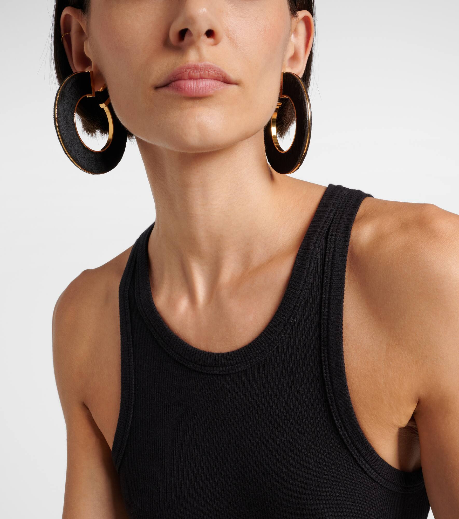 Blade Medium leather hoop earrings - 6