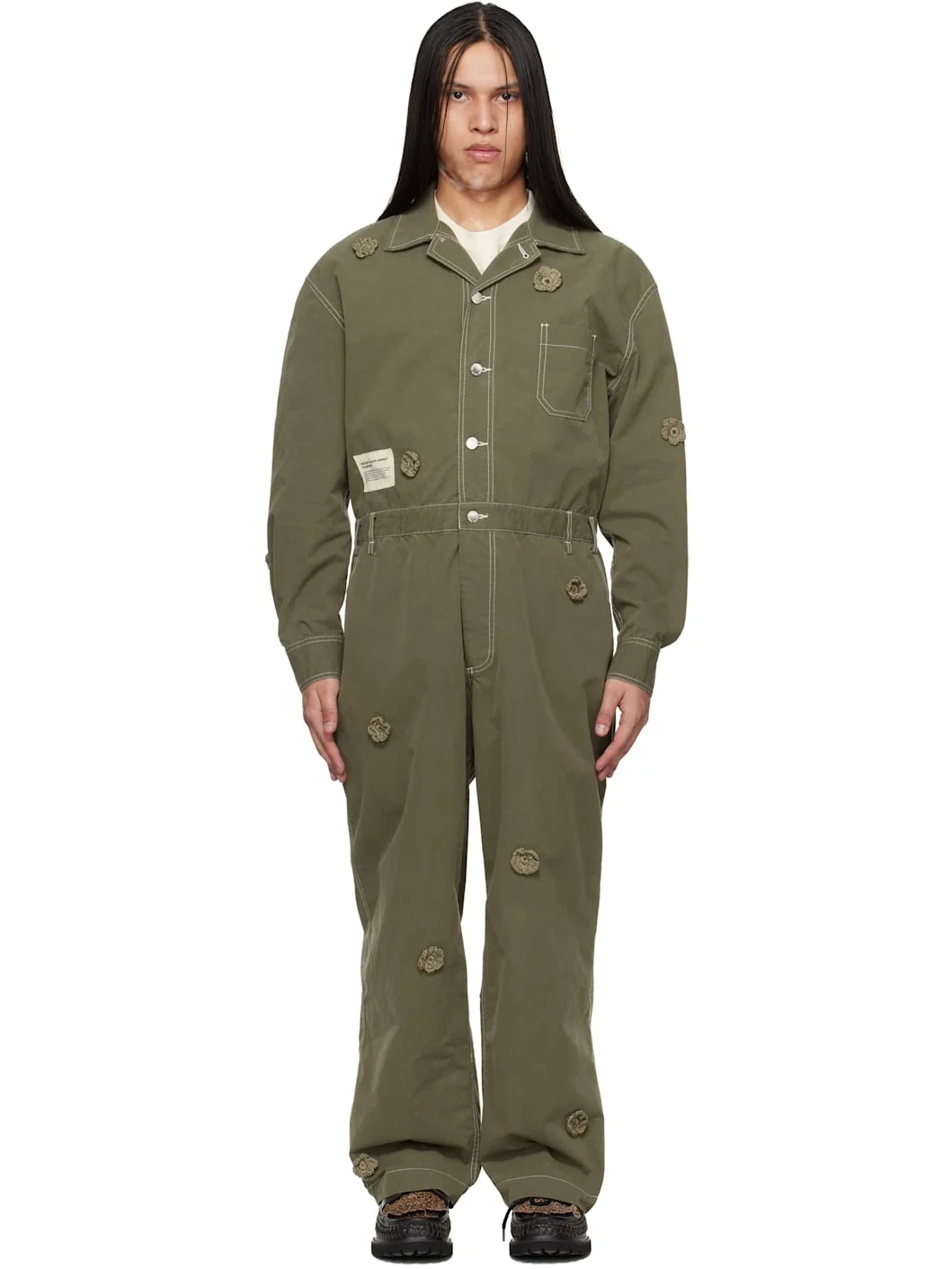 Green Birkenstock Edition 'The Gardener' Crochet Flower Jumpsuit - 1