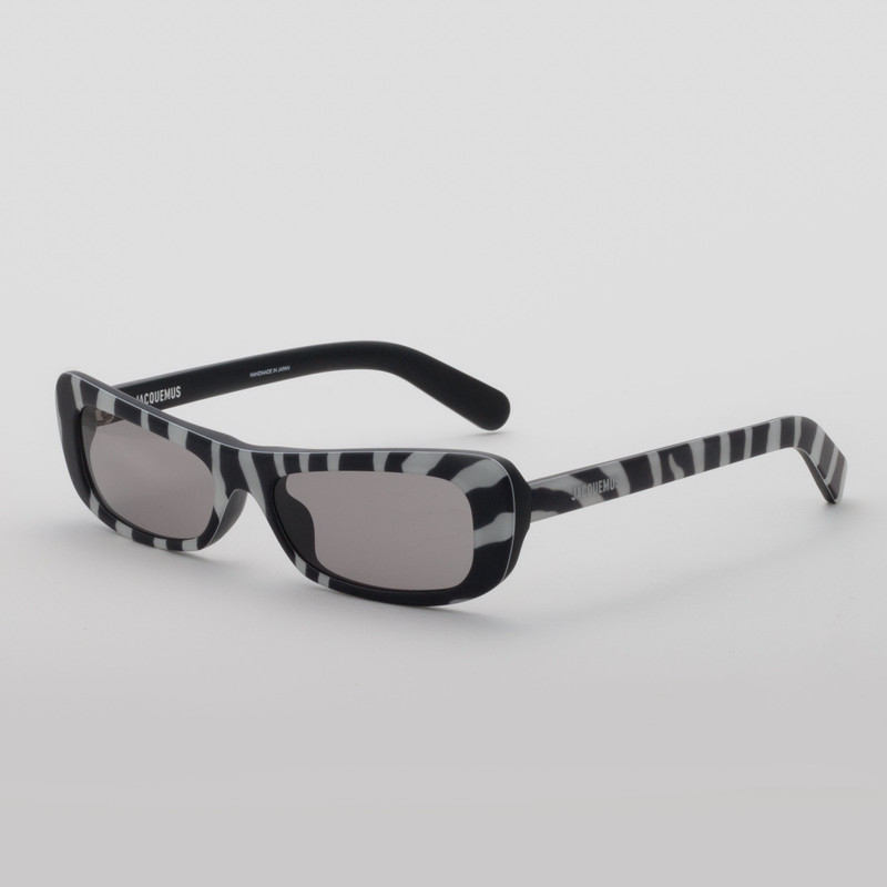 LINDA FARROW Capri Rectangular Sunglasses in Zebra Black outlook