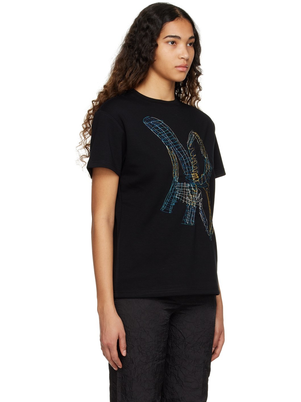 Black 'AB' Embroidered T-Shirt - 2