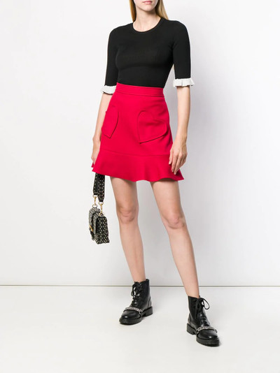 REDValentino frill sleeve ribbed top outlook