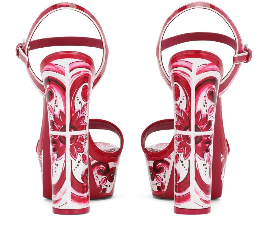 Printed Patent Leather Platform Sandals - 3