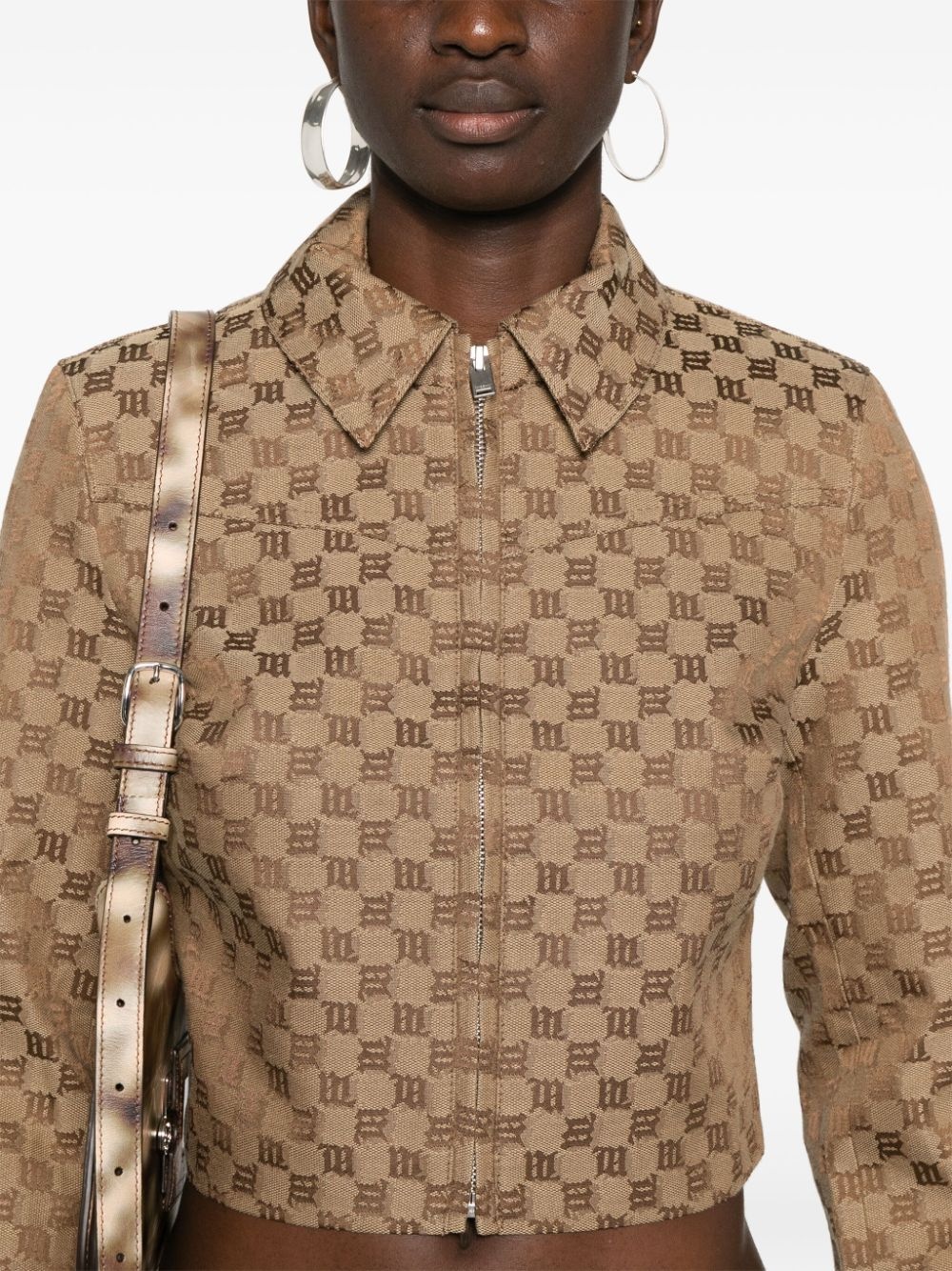 jacquard-monogram cropped jacket - 5