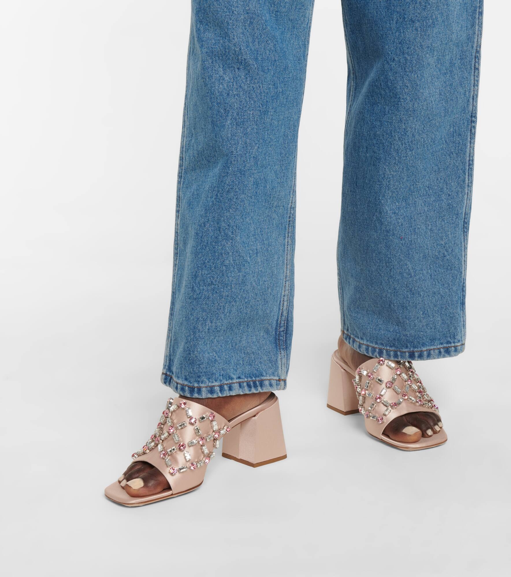 Embellished satin sandals - 4