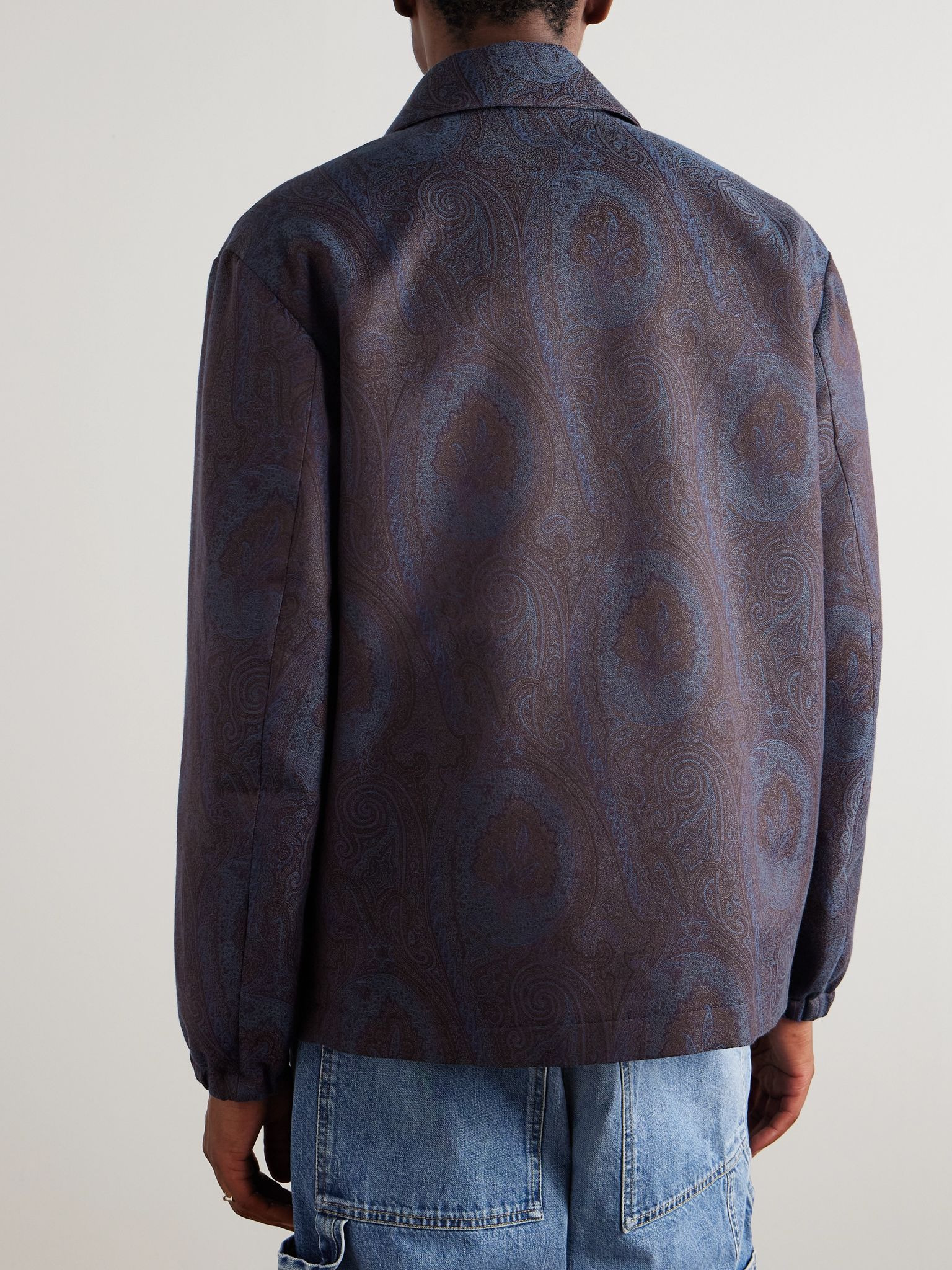 Paisley-Jacquard Cotton-Blend Overshirt Blue - 3