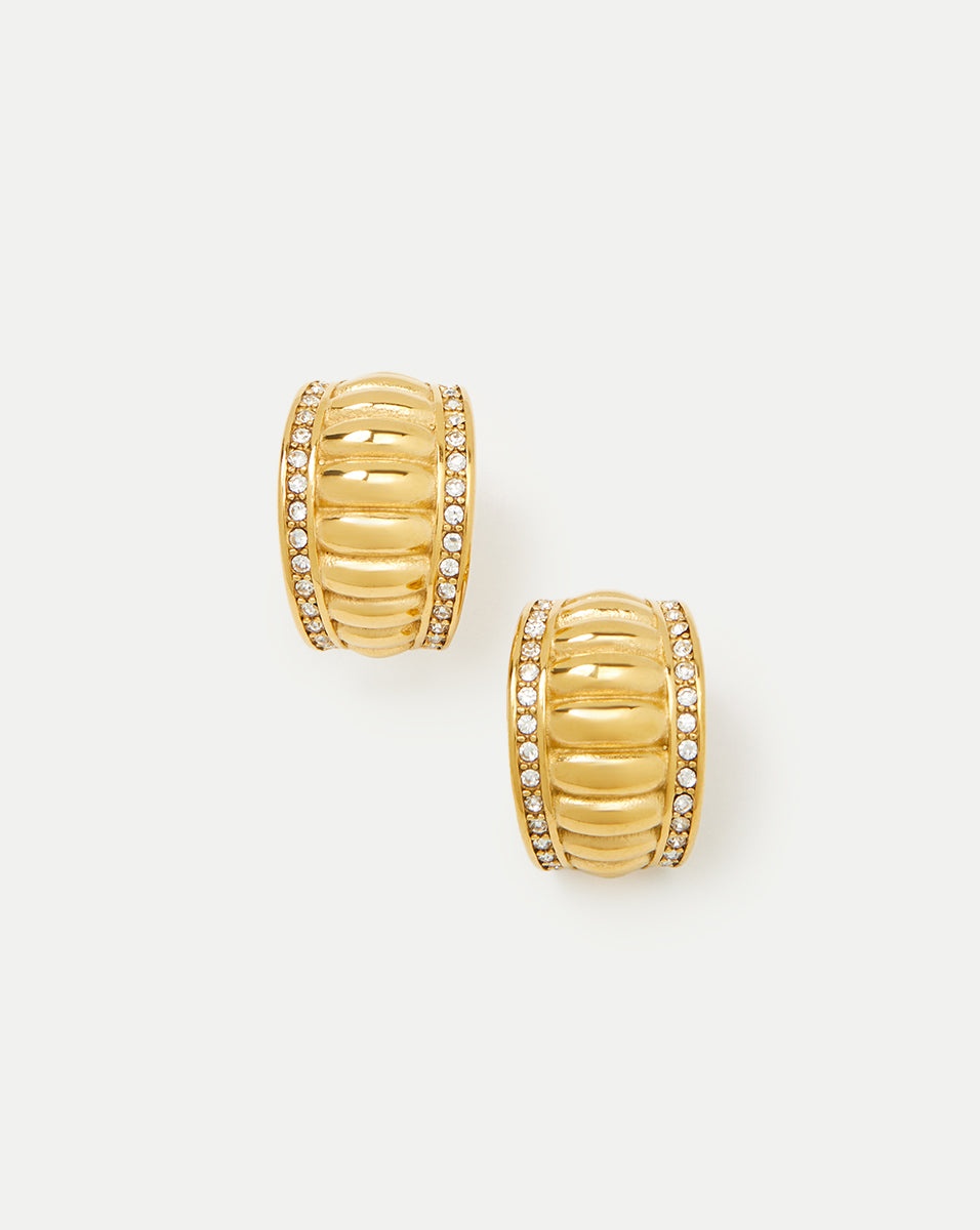 GOLD CRYSTAL CROISSANT EARRINGS - 2