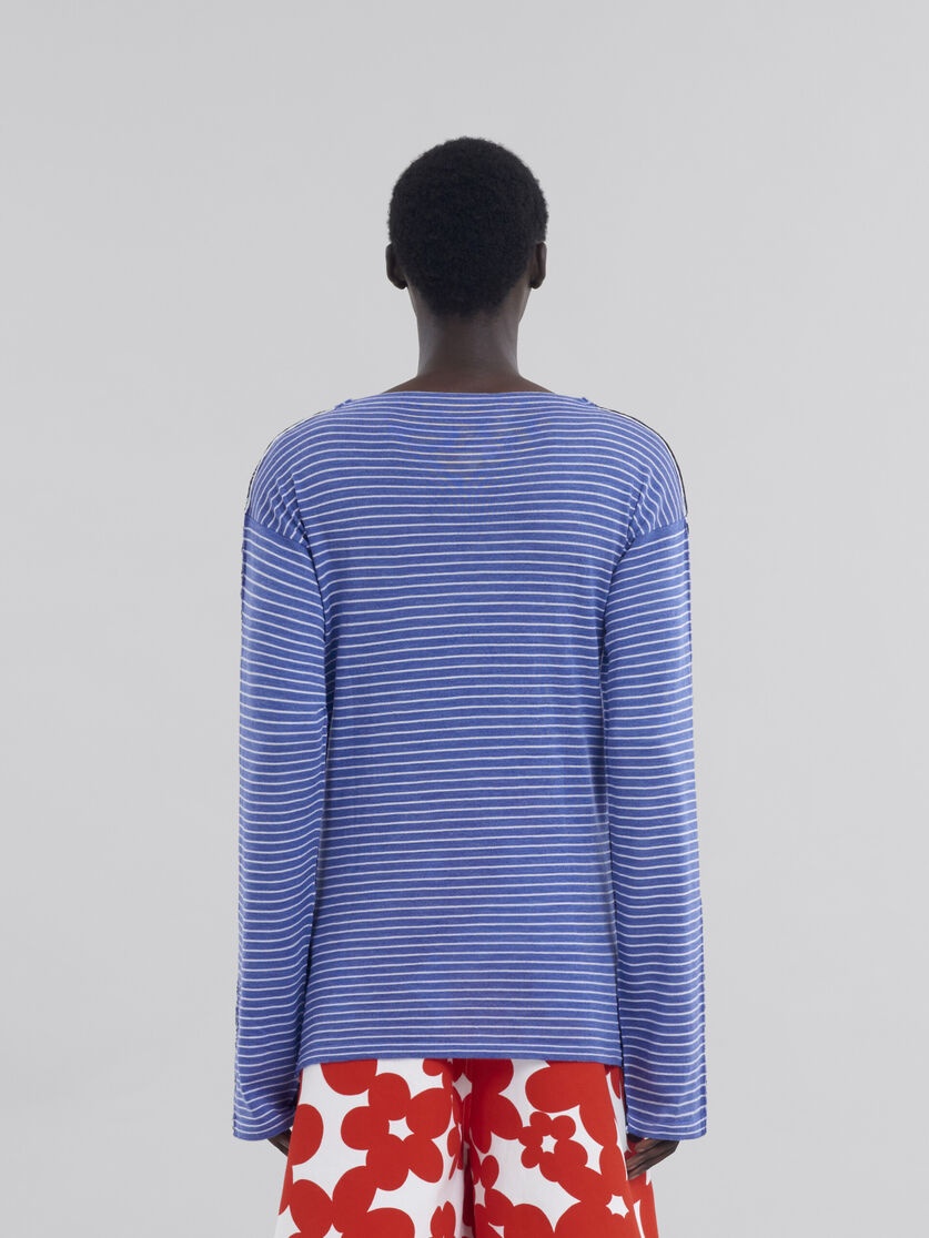 BLUE STRIPED BOAT NECK JUMPER WITH CONTRASTING BACK - 3