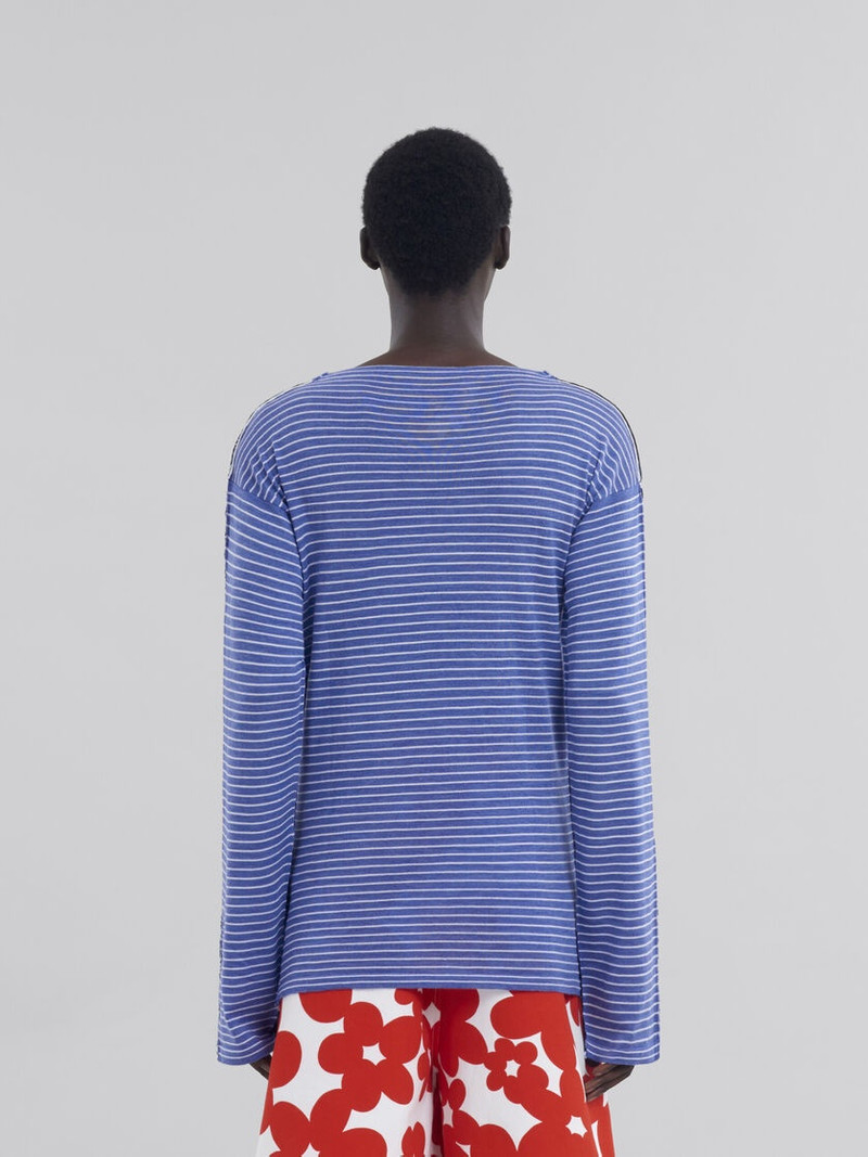 BLUE STRIPED BOAT NECK JUMPER WITH CONTRASTING BACK 3