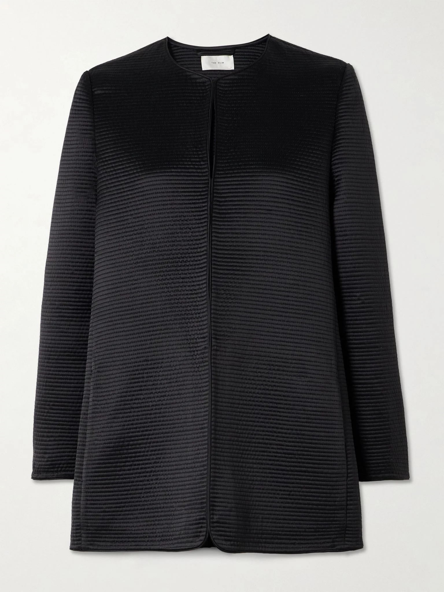 Iben topstitched silk-satin jacket Black - 1