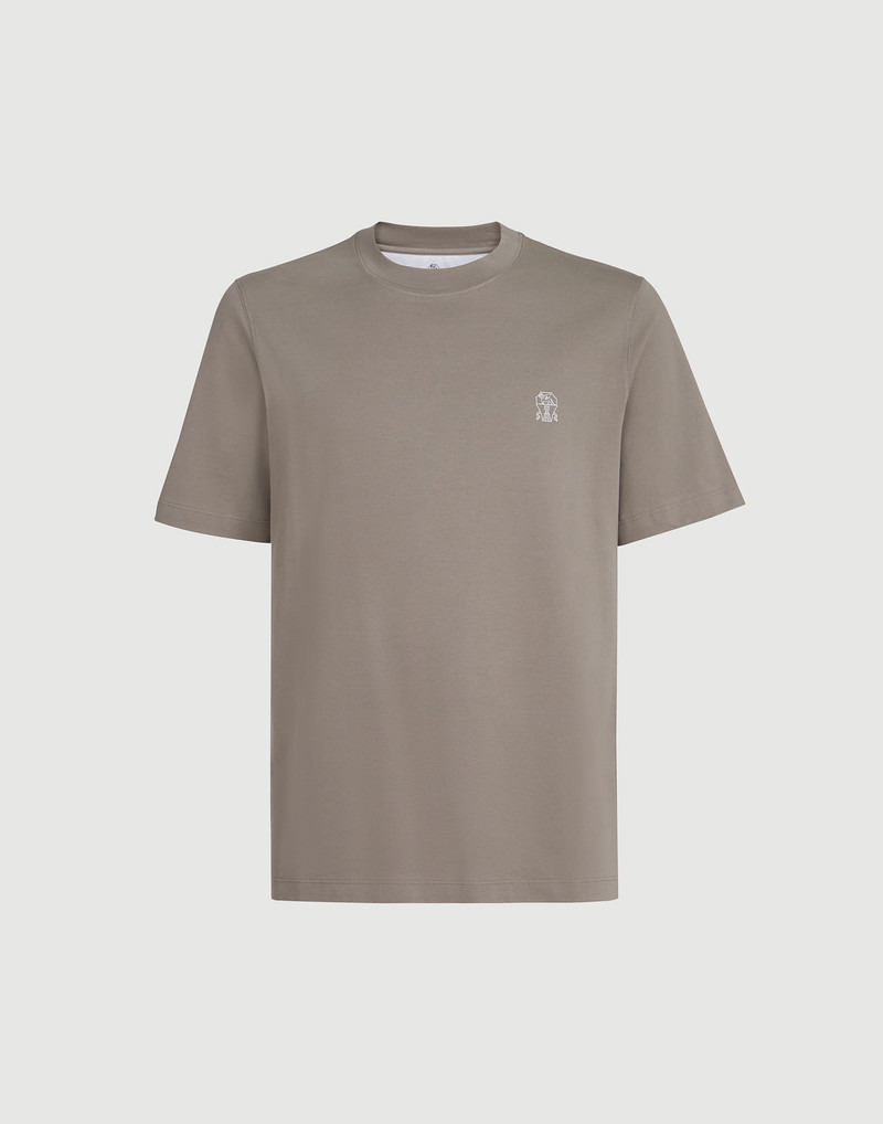 Cotton jersey crew neck T-shirt with logo 1