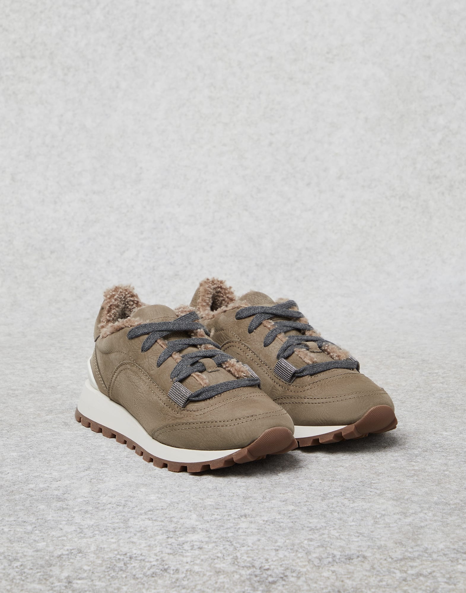 Nubuk runners with shearling lining and monili - 1