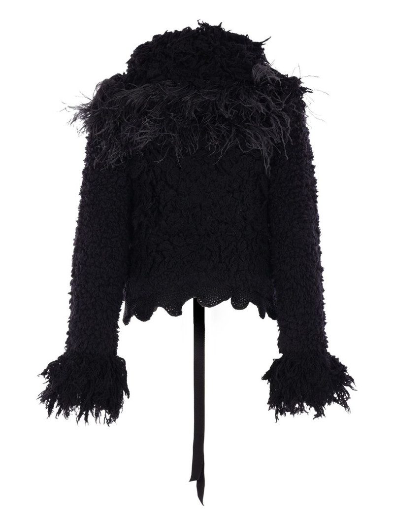 Ann Demeulemeester feather-trim jacket outlook