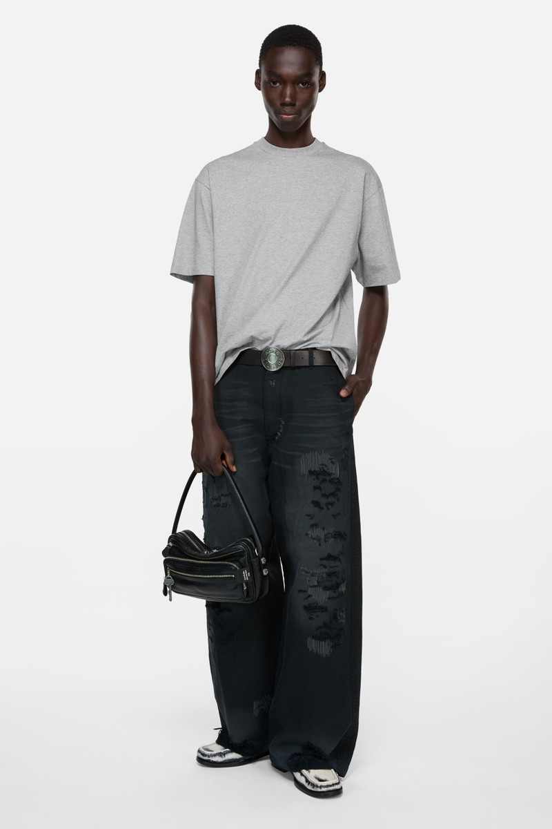 Acne Studios Satin logo t-shirt - relaxed - Grey Melange outlook