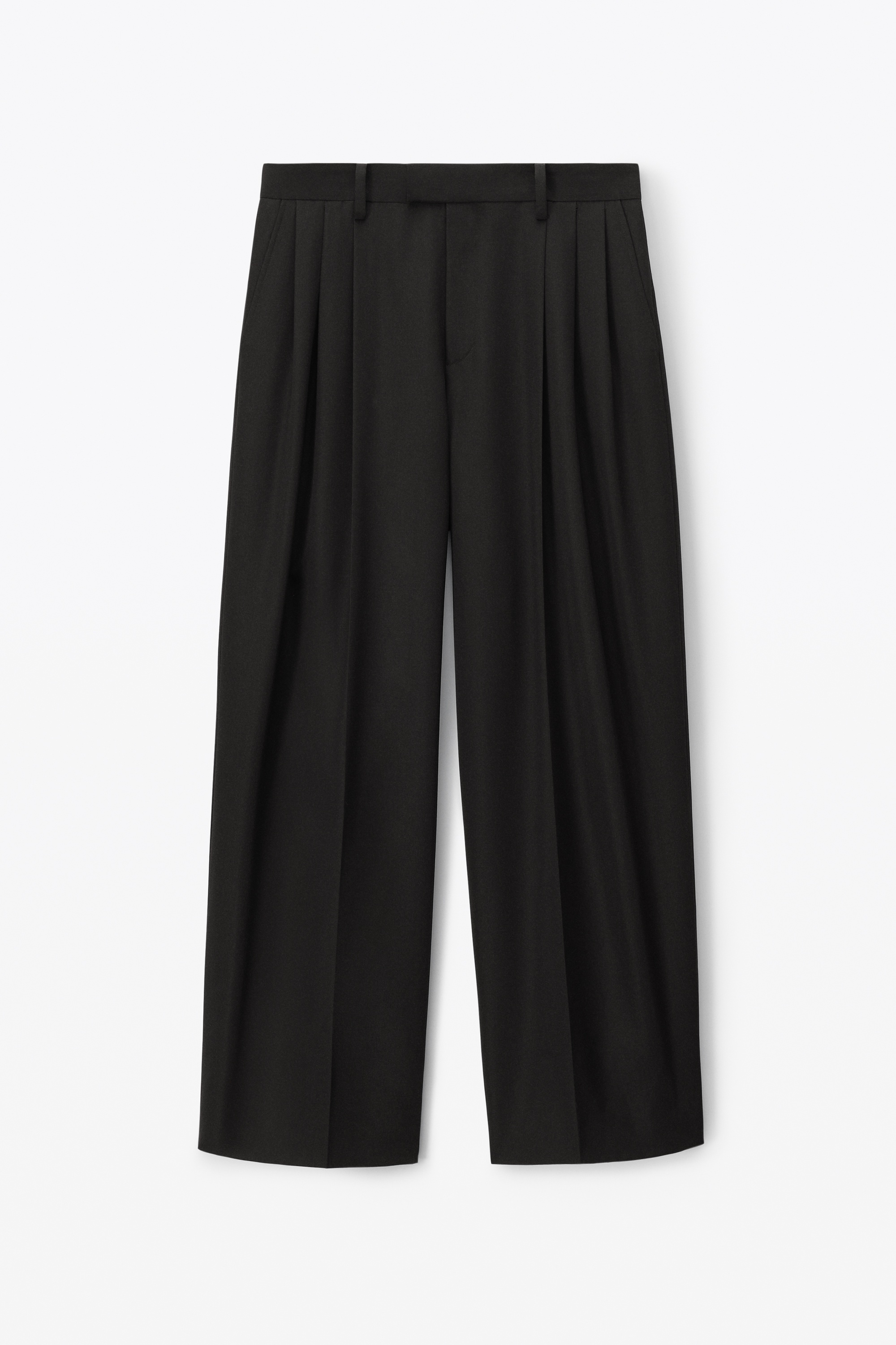 THREE PLEAT TAILORED PANT IN WOOL BLEND - 1