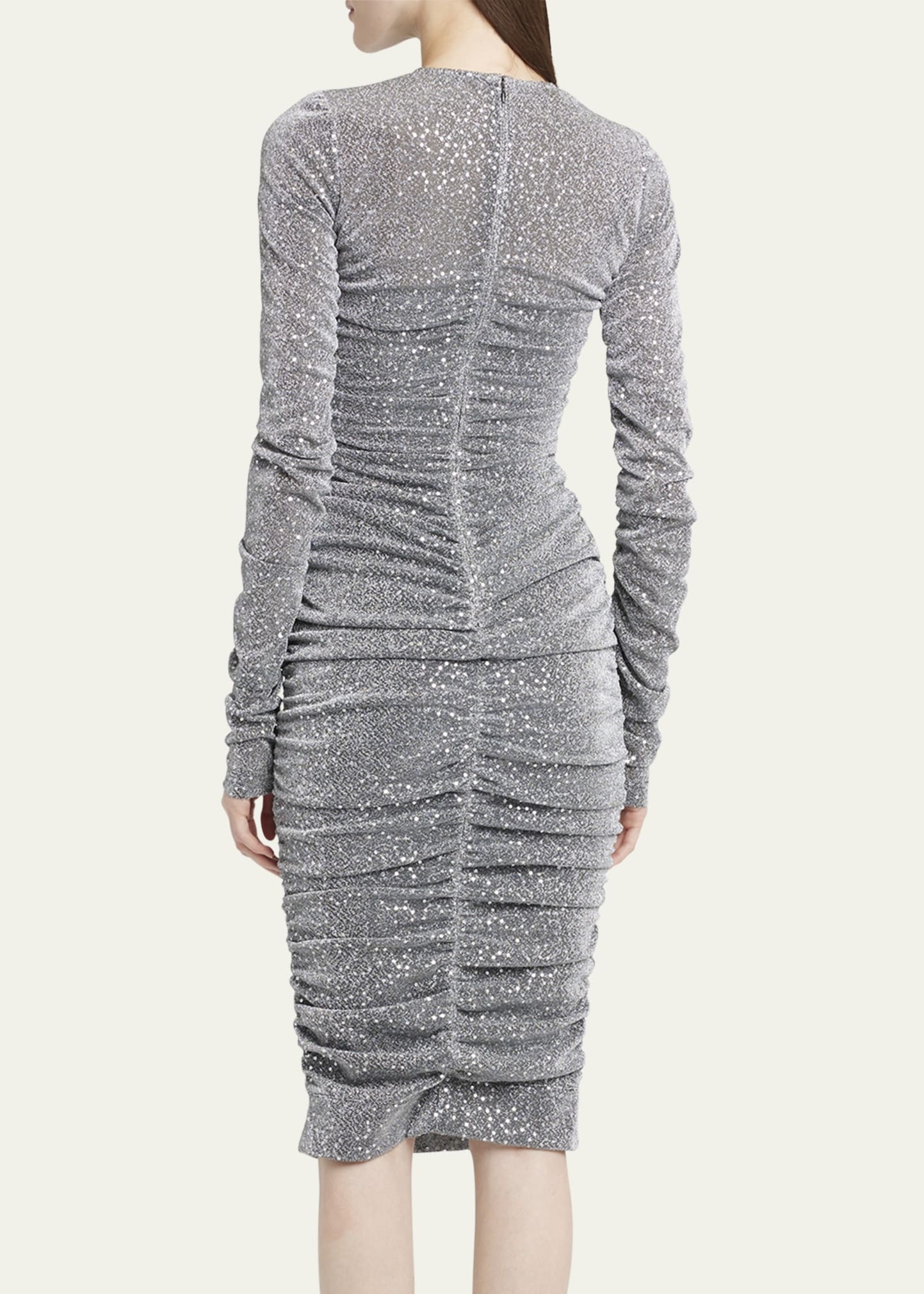 Sequined Body-Con Ruched Dress - 3