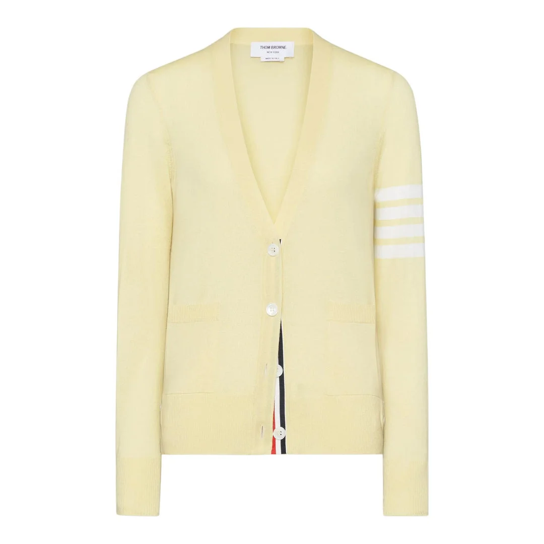 Merino Wool 4-Bar Relaxed Fit V-Neck Cardigan Women - 1