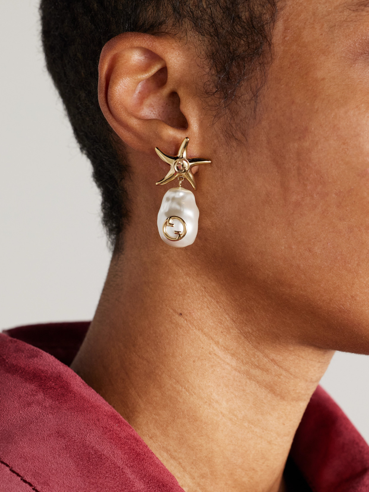 Gold-tone Faux Pearl Earrings - 2