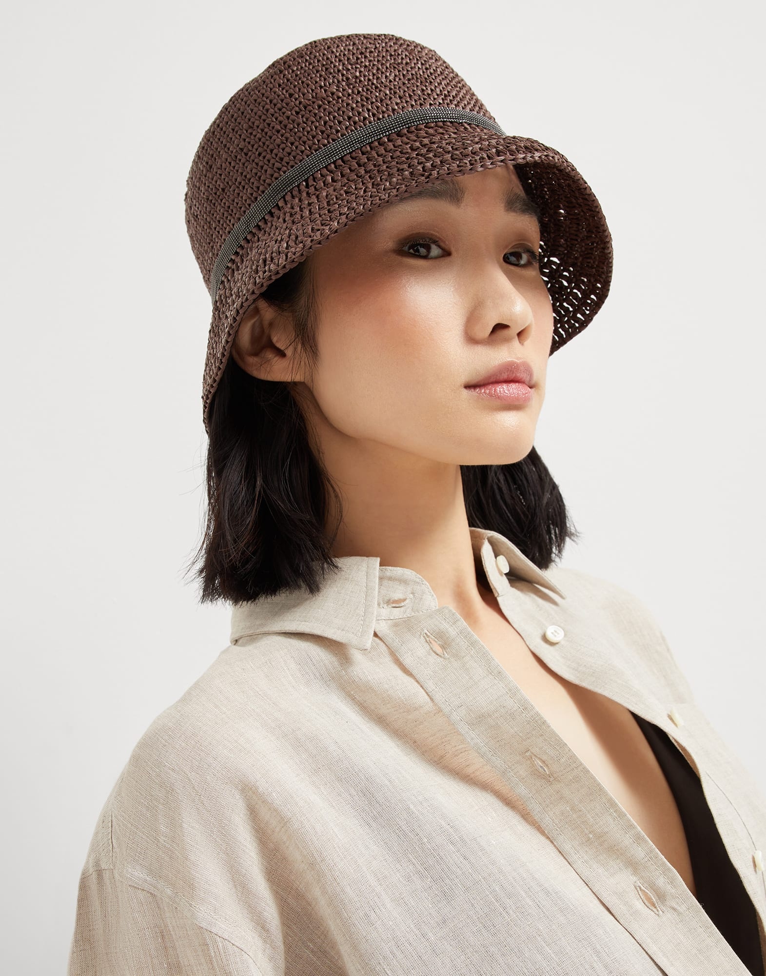 Techno raffia bucket hat with shiny band - 3