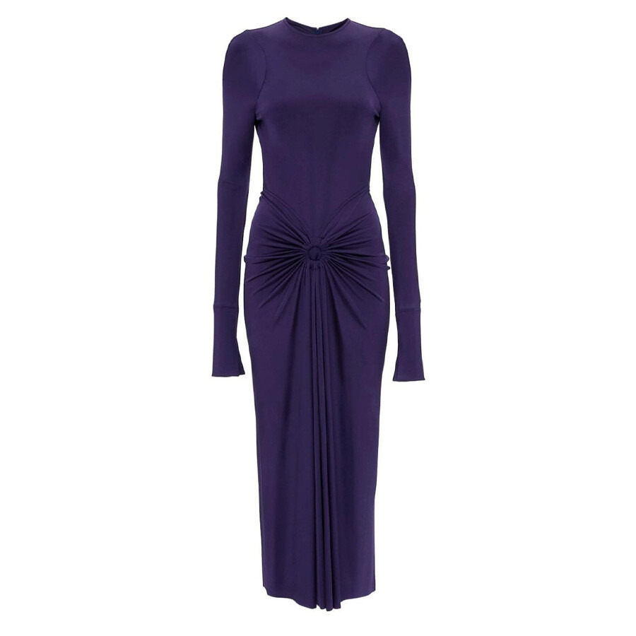 Victoria Beckham Long Sleeve Gathered Midi Dress - 5