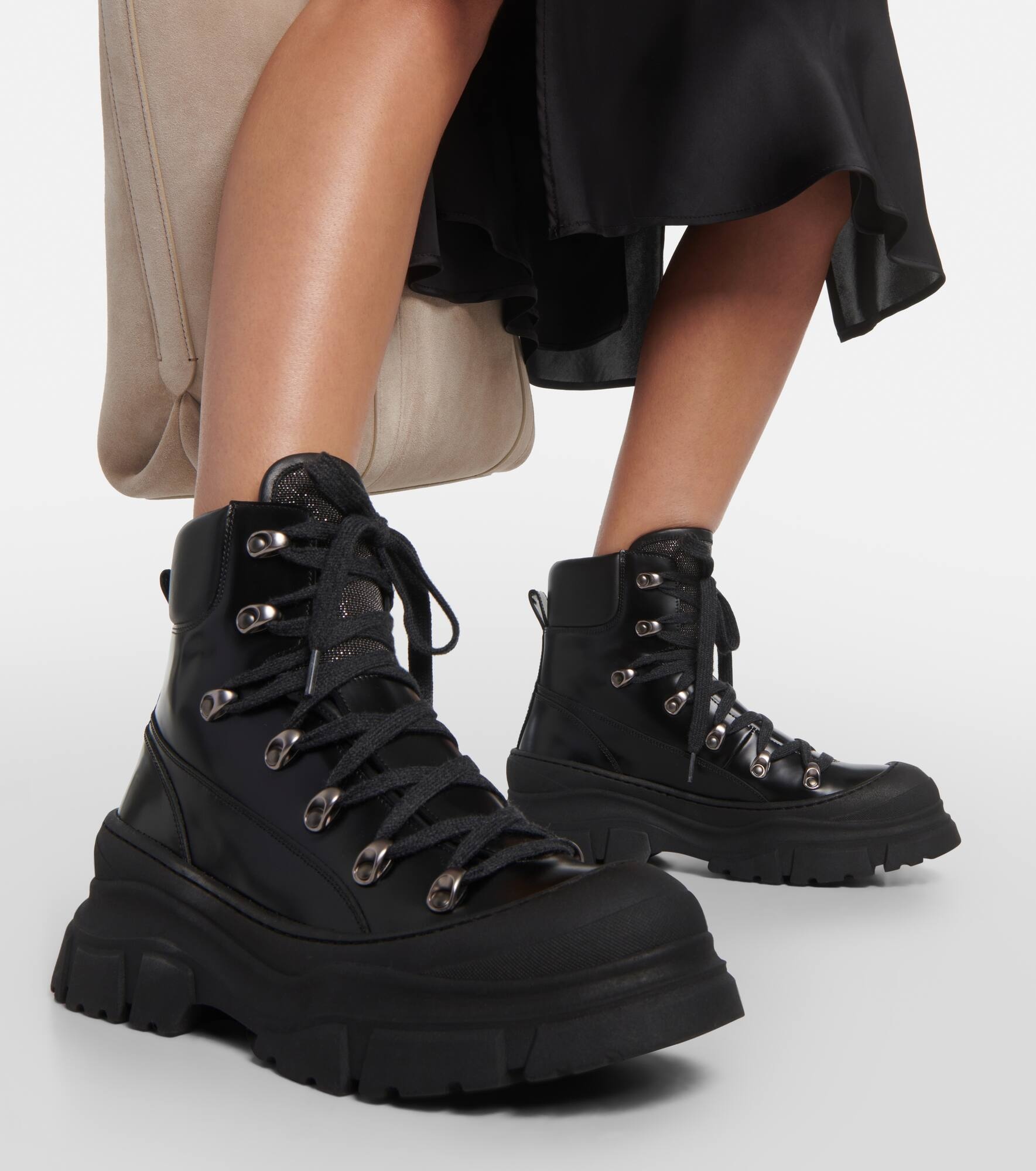Leather combat boots - 4