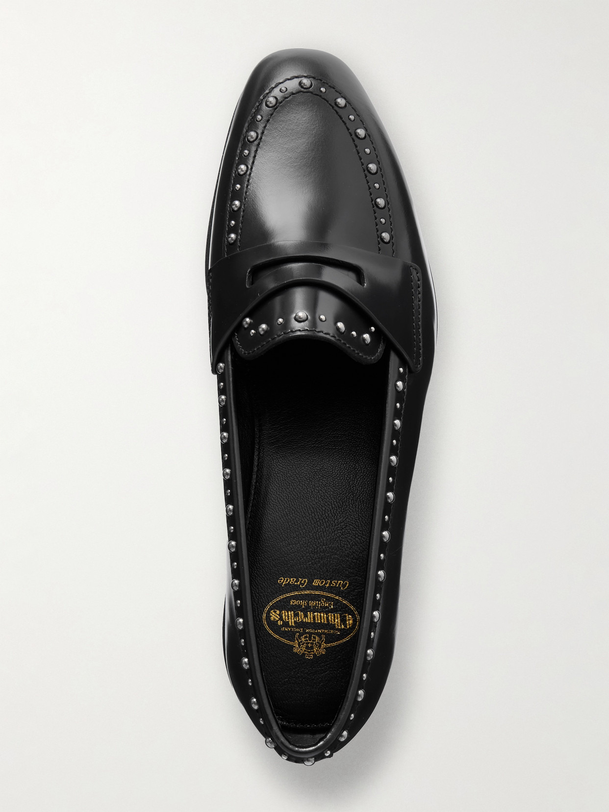 Onyx Studded Leather Loafers - 5