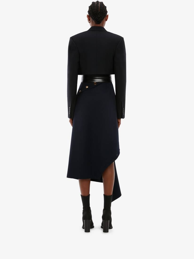 Cropped Rib Knit Jacket in Navy - 4