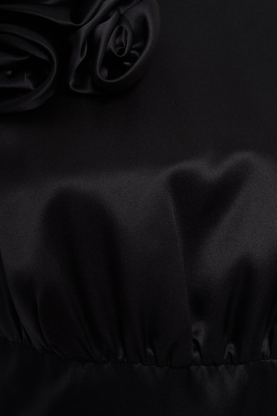 SILK SATIN MINI DRESS WITH ROSE DETAIL - 3