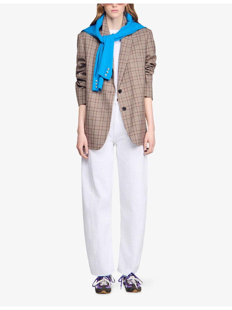 Sandro Check Single-Breasted Wool-Blend Blazer outlook