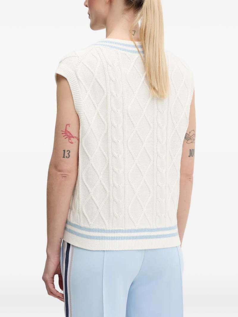 striped-trim cable-knit vest 3