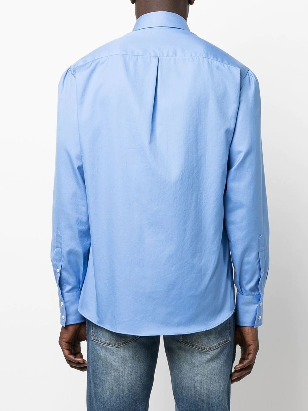 Button-Down Collar Herringbone Cotton Shirt - 5