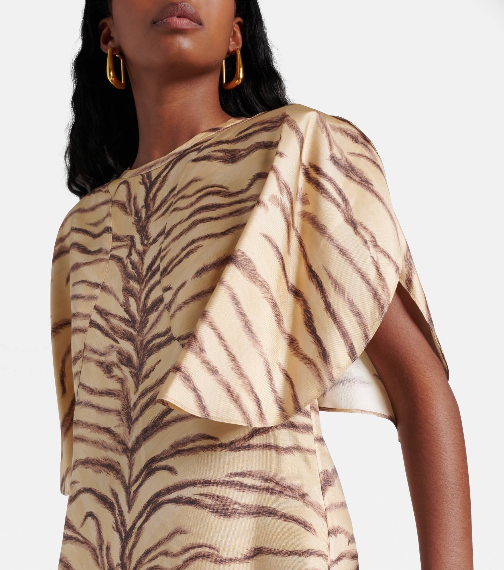 Printed silk midi dress - 4