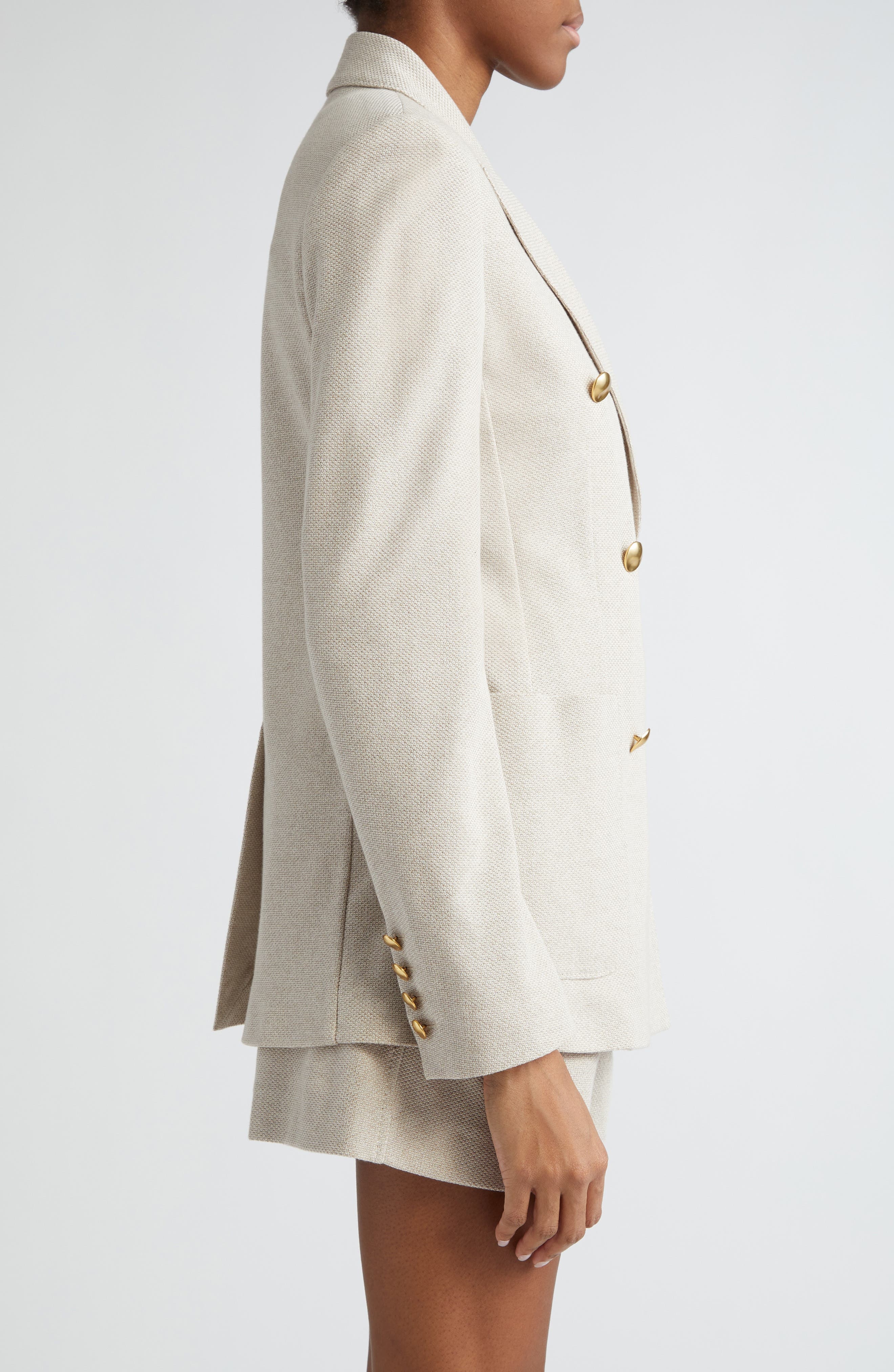 Vanadio Double Breasted Cotton Piqué Knit Blazer - 4