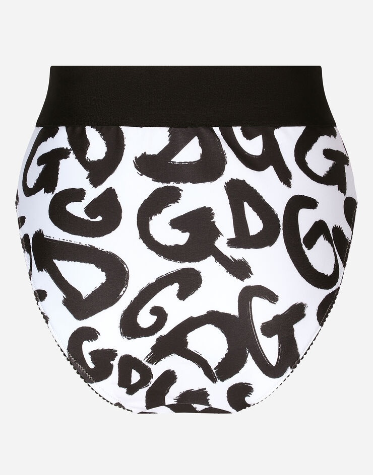 High-waisted briefs with graffiti logo print - 3