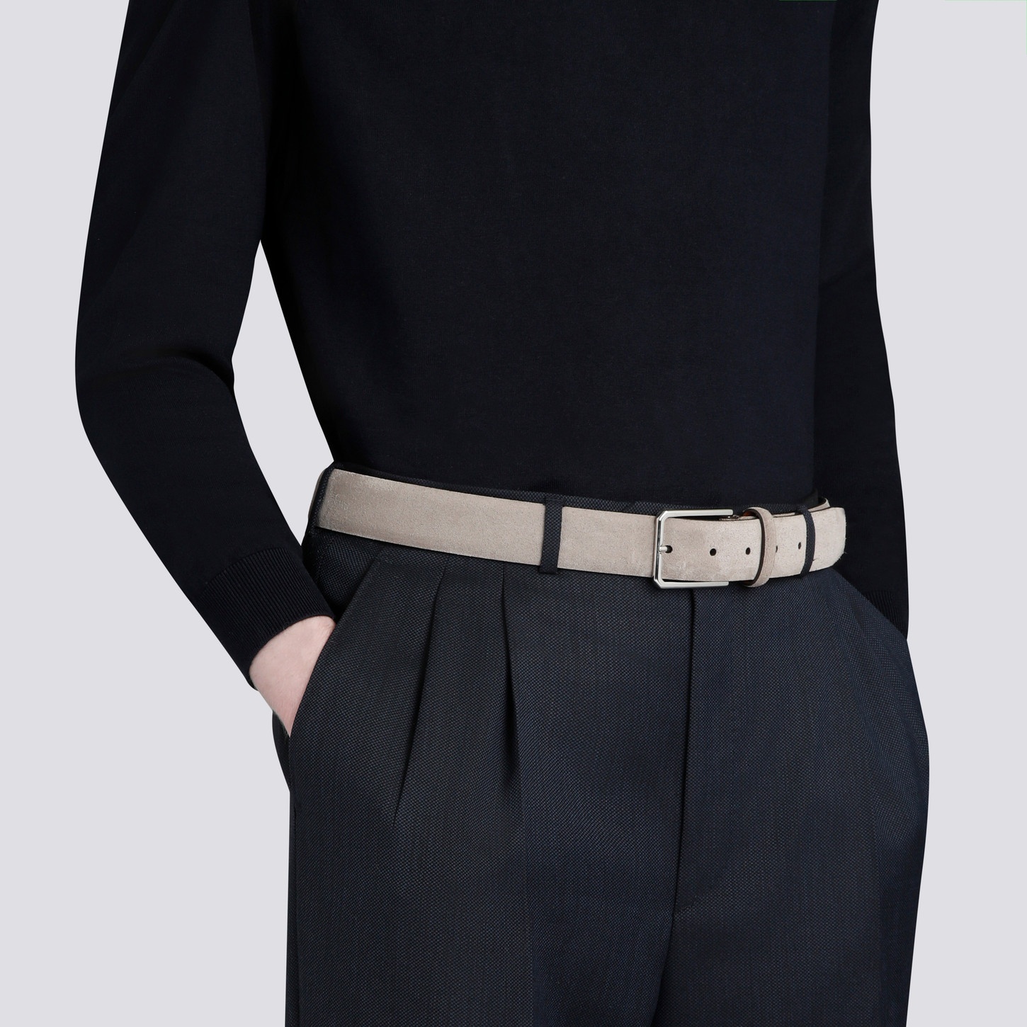Men's taupe suede adjustable belt - 2