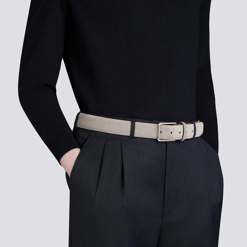 Santoni Men's taupe suede adjustable belt outlook