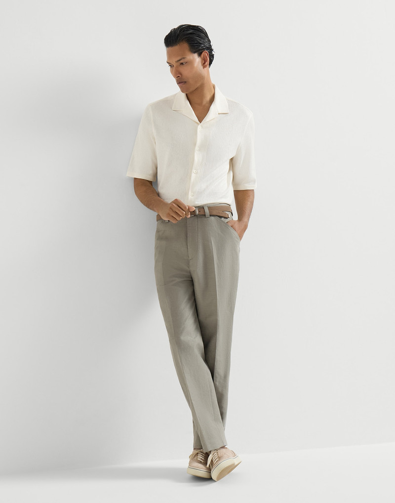 Cotton and linen panama trousers 5