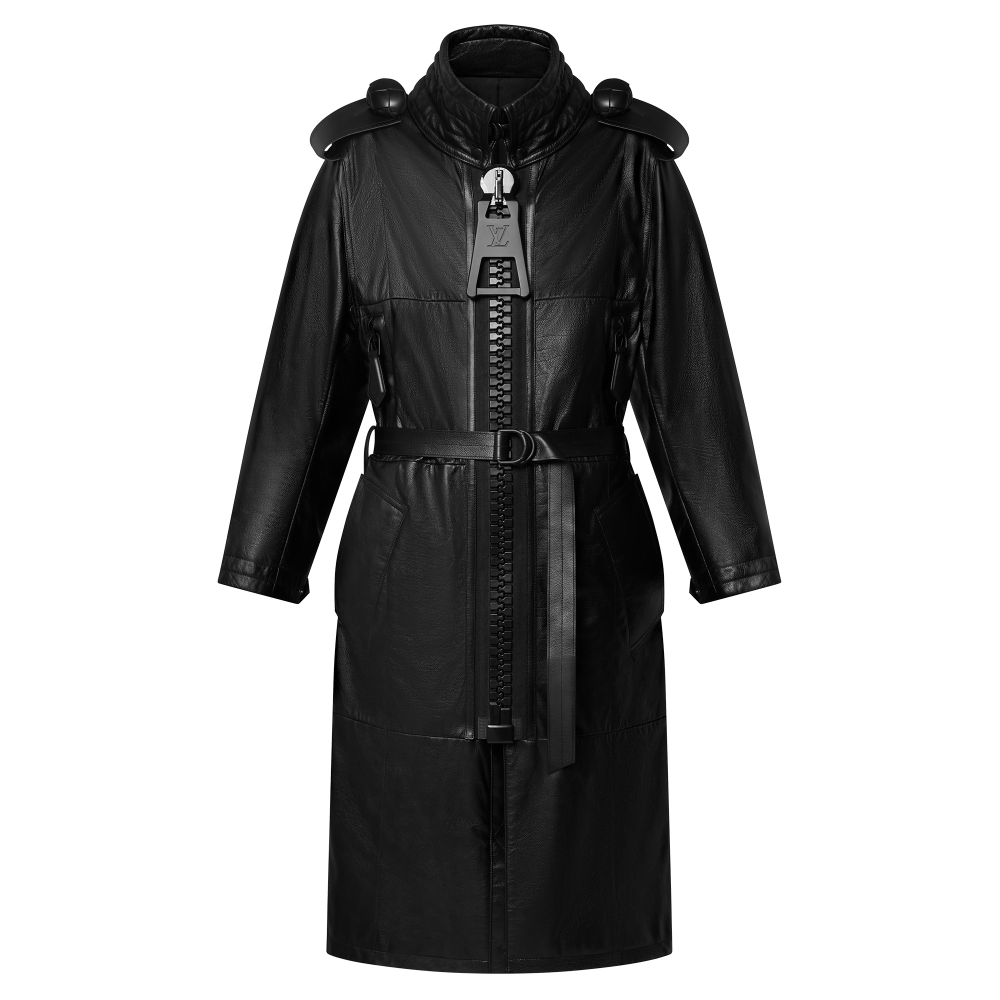 XXL Zipper Leather Coat - 1