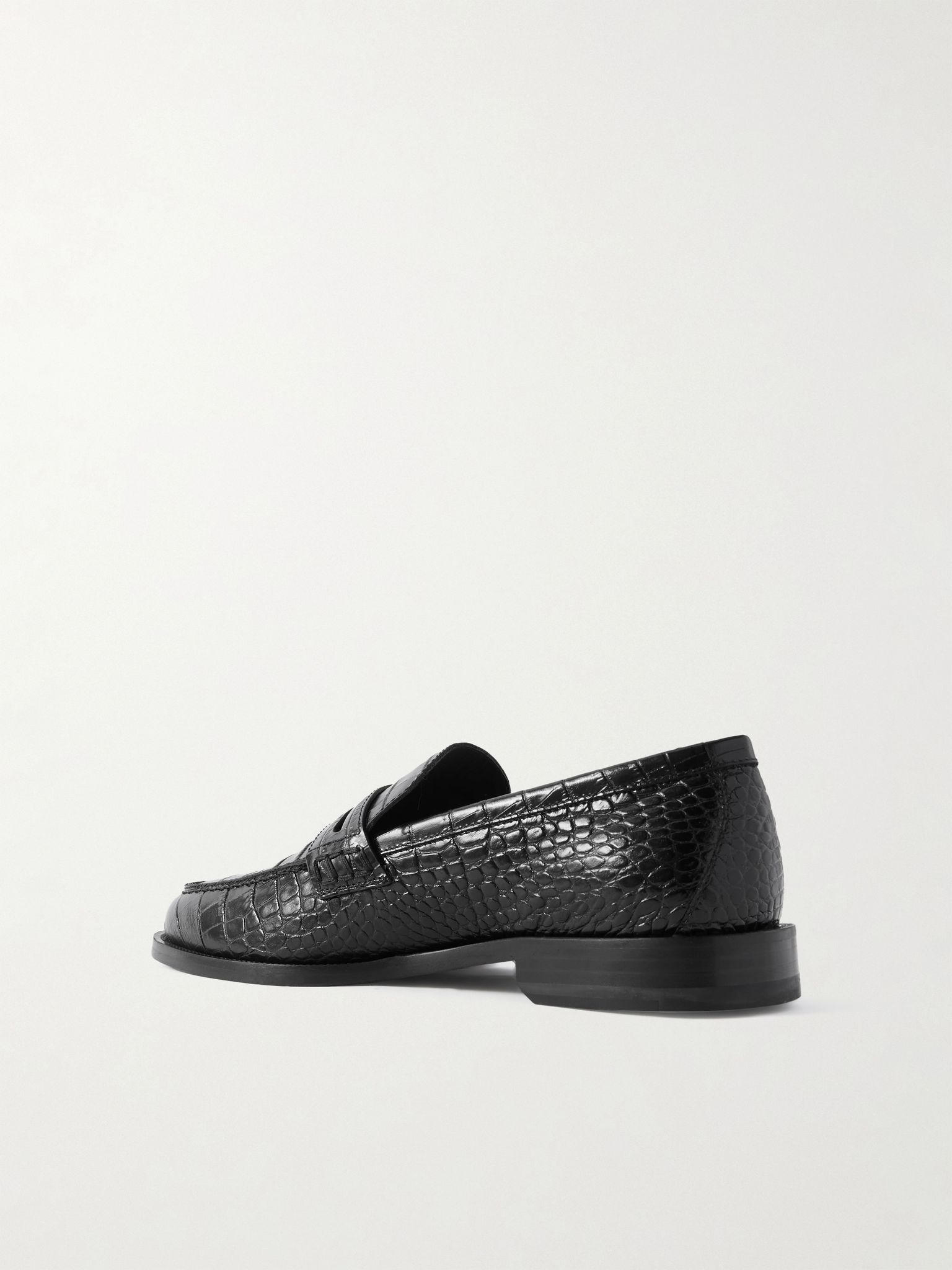 Perry Croc-Effect Leather Loafers Black - 4