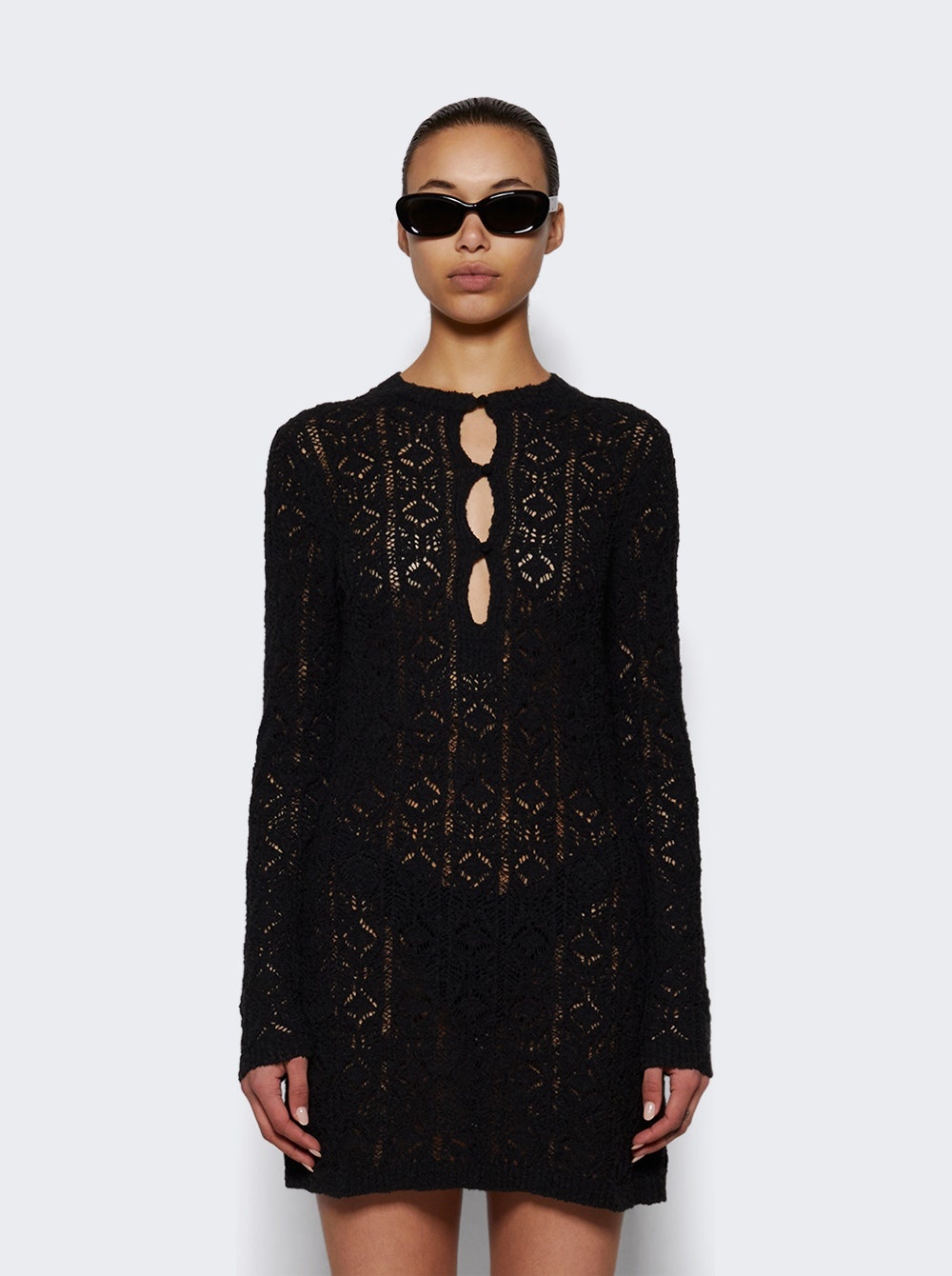 Evan Lace Stitch Dress Black - 3