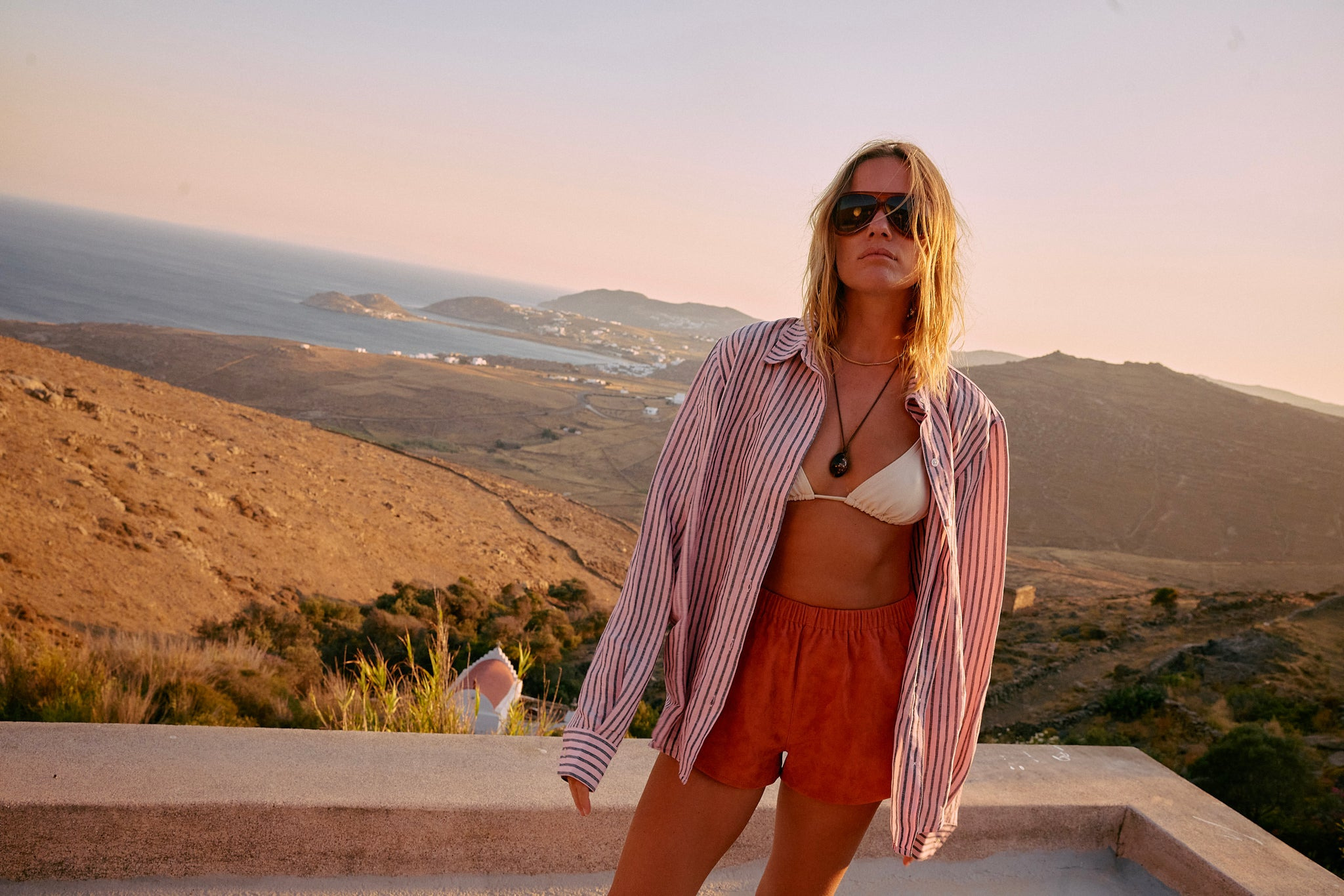 TERRACOTTA SUEDE SLIP SHORTS - 6