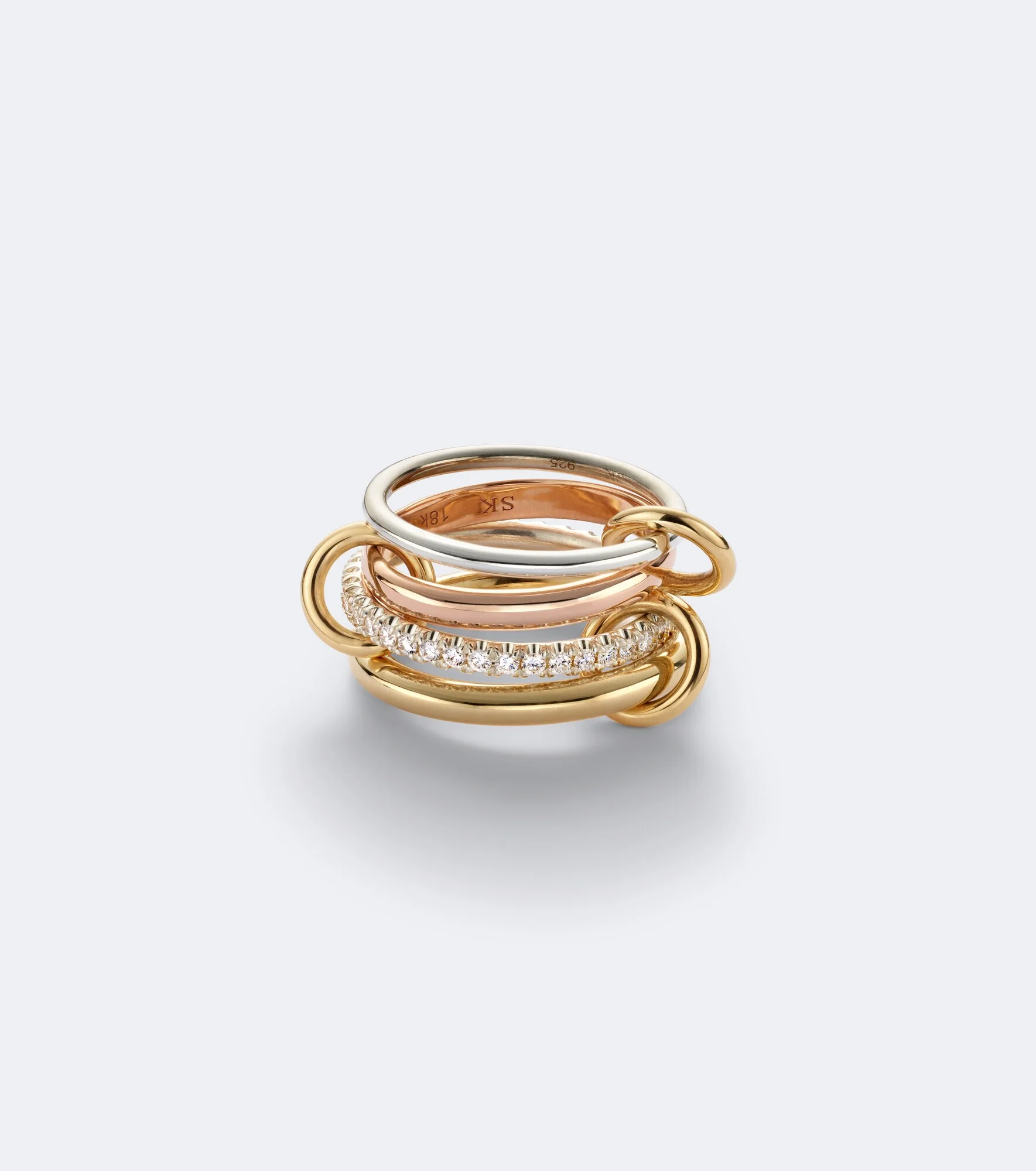 Cancer sterling silver and 18kt gold ring with diamonds - 1