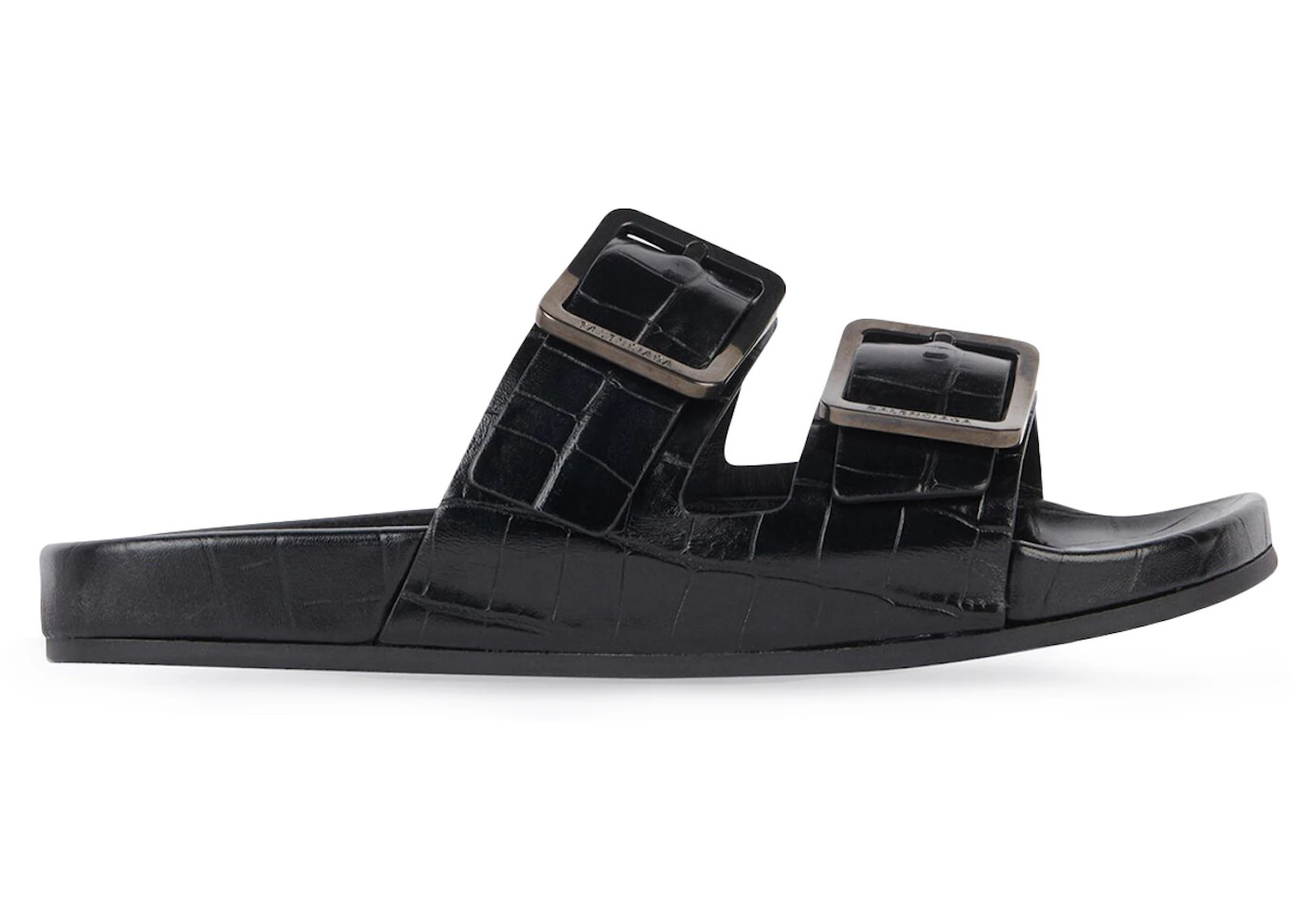 Balenciaga Mallorca Sandal Black Crocodile Embossed - 1