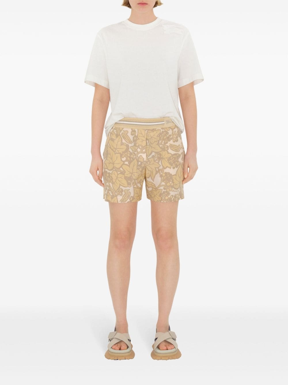 botanical-print silk shorts - 2