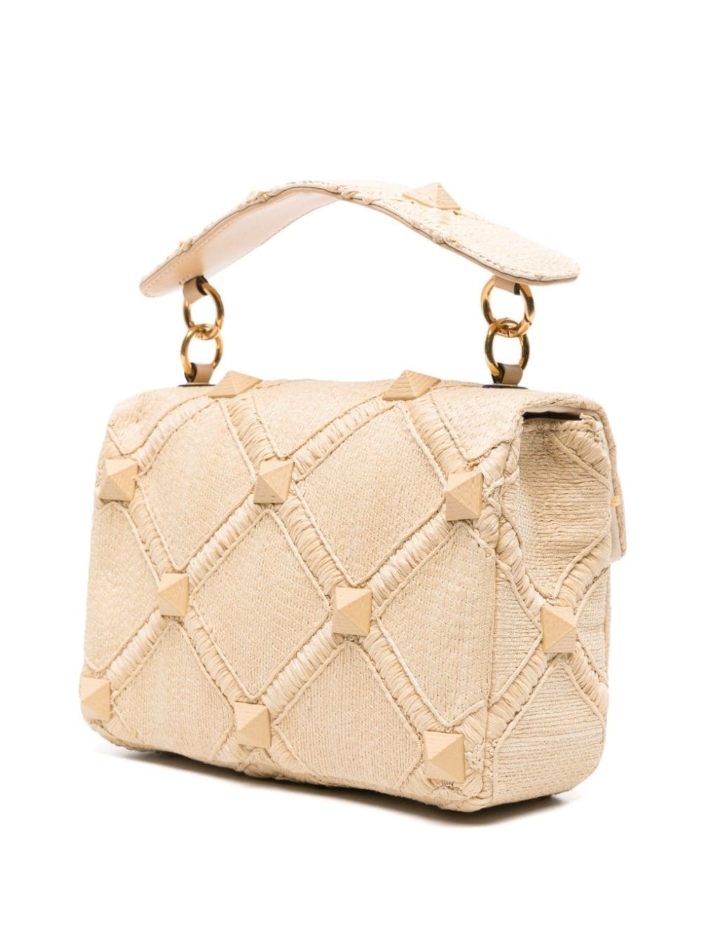 Roman Stud raffia shoulder bag - 2